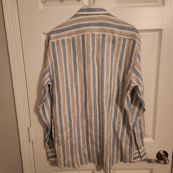 Dea POSITANO size large 100% linen rustic tone shirt made in Italy EXCELLENT CON - Picture 3 of 3